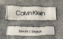 Load image into Gallery viewer, Calvin Klein Mens Gray Slim Fit Stretch Long Sleeve Dress Shirt Size Large