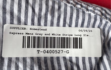 Load image into Gallery viewer, Express Mens Gray White Striped Long Sleeve Button-Up Shirt Size Medium