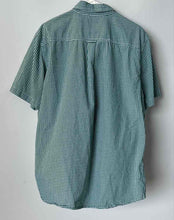 Load image into Gallery viewer, Chaps Mens Green White Checked Easy Care Short Sleeve Button-Up Shirt Size Large
