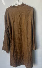 Load image into Gallery viewer, Fabindia Mens Brown Printed Long Sleeve Henley Neck Button-Up Shirt Size 38