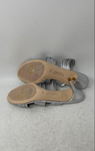 Load image into Gallery viewer, Lauren Ralph Lauren Womens Silver Pleated Slip-On Stiletto Strappy Heels Sz 7.5B
