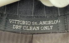 Load image into Gallery viewer, Vittorio St. Angelo Mens Black Pinstripe Long Sleeve Three-Button Blazer Sz 52R