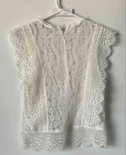 Load image into Gallery viewer, Zara Womens White Floral Round Neck Sleeveless Back Zipper Blouse Top Size M