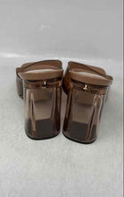 Load image into Gallery viewer, Zara Womens Brown Leather Square Toe Slip-On Transparent Slide Sandals Sz EUR 37