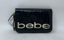 Load image into Gallery viewer, Bebe Womens Fabiola Black Croc-Embossed Leather Chain Strap Crossbody Bag W/ Tag