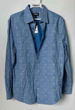 Load image into Gallery viewer, Express Mens Blue Printed Collared Long Sleeve Button-Up Shirt Size M With Tag