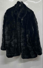 Load image into Gallery viewer, Sin By Morgan Cooper Womens Black Faux Fur Long Sleeve Button Front Coat Size XS