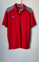 Load image into Gallery viewer, Under Armour Mens Red Gray Loose Short Sleeve Golf Polo Shirt Size Medium