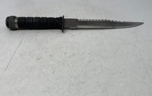 Load image into Gallery viewer, Fixed Blade Serrated Sawtooth Spine Survival Knife In Cowboy Type Sheath Case