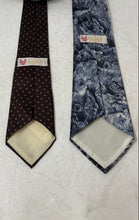 Load image into Gallery viewer, Pair Of All silk Mens Brown And Gray Printed Keeper Loop Adjustable Pointed Ties
