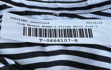 Load image into Gallery viewer, Club Monaco Womens Black White Striped Silk Helen Chemise Blouse Top Sz L w/ Tag