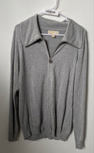 Load image into Gallery viewer, Michael Kors Womens Silver Long Sleeve Full-Zip Cardigan Sweater Size Large