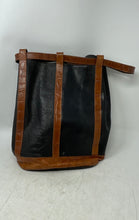 Load image into Gallery viewer, Burdines Womens Black Brown Croc-Embossed Leather Adjustable Strap Backpack