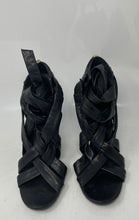 Load image into Gallery viewer, Authentic Tory Burch Womens Black Leather High Stiletto Strappy Heels Sz 8M Worn