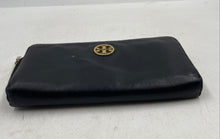 Load image into Gallery viewer, Authentic Tory Burch Womens Black Leather Continental Zip-Around Wallet Stained