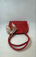 Load image into Gallery viewer, Nanette Lepore Womens Madilyn Red Faux Leather Dome Satchel Bag W/ Floral Scarf