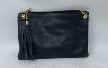 Load image into Gallery viewer, Unbranded Womens Black Pebbled Faux Leather Tassel Chain Strap Crossbody Purse