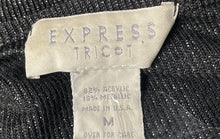 Load image into Gallery viewer, Express Womens Black Silver Tricot Long Sleeve Cardigan Sweater Size Medium