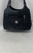 Load image into Gallery viewer, Giani Bernini Womens 4-Poster Black Pebbled Leather Double Handle Tote Handbag