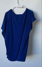 Load image into Gallery viewer, Chico's Womens Blue Short Sleeve Round Neck Ruched Pullover Blouse Top Size 2