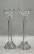 Load image into Gallery viewer, Lot Of 2 Pcs Vintage Camilletti Collection Glass Clear Silver Candlestick Holder