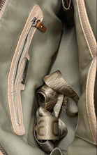Load image into Gallery viewer, Valentina Womens Tan And Brown Leather Zipper Double Top Handles Satchel Bag