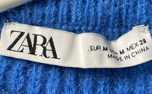 Load image into Gallery viewer, Zara Womens Blue Long Sleeve Crew Neck Stretch Side Splits Pullover Sweater Sz M