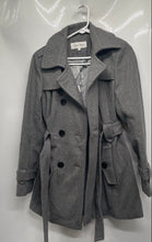 Load image into Gallery viewer, Calvin Klein Womens Gray Long Sleeve Double-Breasted Waist Belt Trench Coat Sz 4