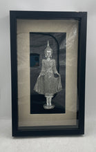 Load image into Gallery viewer, Framed Silver-Tone Buddha Statue Decorative Shadow Box Religious Wall Decor Art
