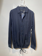 Load image into Gallery viewer, Kenneth Cole Mens Blue Long Sleeve Drawstring Hem Button-Up Shirt Size M W/ Tag