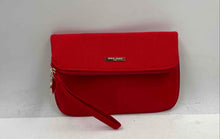 Load image into Gallery viewer, Giorgio Armani Beauty Womens Red Textured Fold-Over Wrist Strap Clutch Bag