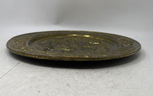 Load image into Gallery viewer, Decorative Brass Dish Features An Embossed Scene Of Men In A Tavern Plate