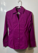 Load image into Gallery viewer, Express Womens Purple Essential Stretch Long Sleeve Button-Up Shirt Size XS