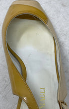 Load image into Gallery viewer, Bruno Magli Womens Beige Yellow Peep Toe Wedge Heel Slingback Sandals Size 9