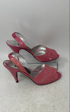 Load image into Gallery viewer, Pempinello Womens Pink Snakeskin Print Leather Slingback Sandals Size EUR 38