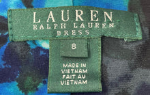 Load image into Gallery viewer, Lauren Ralph Lauren Womens Blue Black Floral Print Cowl Neck Sheath Dress Size 8