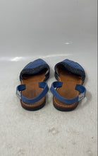 Load image into Gallery viewer, Norkinas Womens Blue Glittery Peep Toe Flat Slingback Sandals Size 7