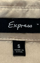 Load image into Gallery viewer, Express Womens Beige Roll Tab Sleeve Spread Collar Button-Up Shirt Size Small