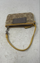 Load image into Gallery viewer, Coach Womens Poppy Yellow Signature Print Zipper Mini Wristlet Wallet