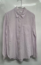 Load image into Gallery viewer, Gap Womens White Striped Lilac Linen Cotton Boyfriend Fit Button-Up Shirt Size S