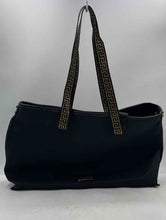 Load image into Gallery viewer, Versace Fragrances Womens Black Bottom Studs Double Strap Tote Handbag Stained