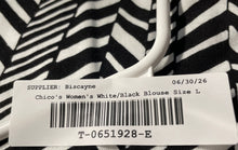 Load image into Gallery viewer, Chico's Womens White Black Herringbone Pima Cotton Classic Fit Blouse Top Size L