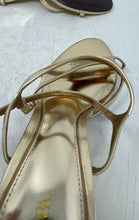 Load image into Gallery viewer, Zara Womens Gold-Tone Open Toe Wedge Heel Ankle Strap Sandals Size EUR 40