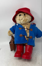 Load image into Gallery viewer, Paddington Bear Plush Toy Red Boots Hat Blue Coat Suitcase Rainbow