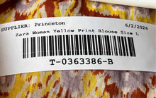 Load image into Gallery viewer, Zara Womens Yellow Print Long Sleeve Split V-Neck Pullover Tunic Blouse Size L