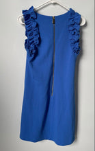Load image into Gallery viewer, Vince Camuto Womens Blue Ruffle Sleeveless Round Neck Back Zip Mini Dress Size 4