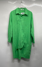 Load image into Gallery viewer, Amaiatogo Womens Green Long Sleeve Collared Asymmetrical Hem Shirt Dress Size M
