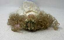 Load image into Gallery viewer, Vintage Blonde Curly Hair Floral Headband Porcelain Doll With Lace Outfit