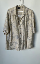 Load image into Gallery viewer, Haggar Mens Beige Printed Short Sleeve Collared Button-Up Shirt Size XL