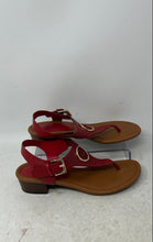 Load image into Gallery viewer, Tommy Hilfiger Womens Red Leather Buckle Block Heel Thong Sandals Size 7M